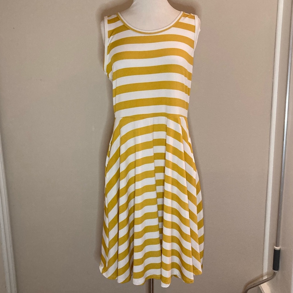 Lularoe "Nicki" Yellow Stripe Tank Dress